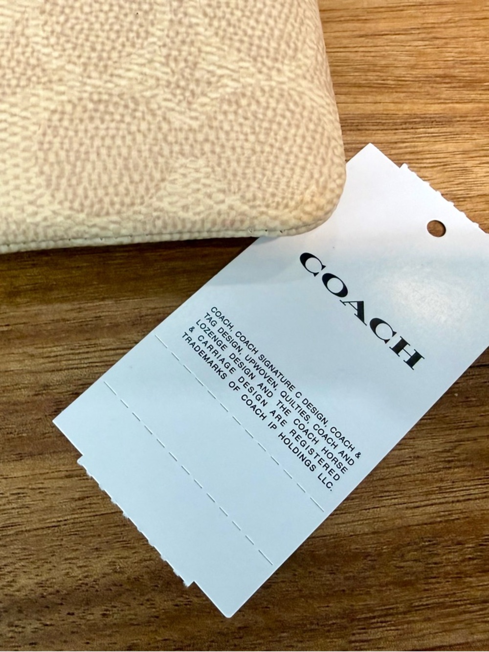 Coach Signature Zip Wallet/Wristlet with Smooth Leather Trim, Sand/Taupe, NWT - Picture 4 of 10
